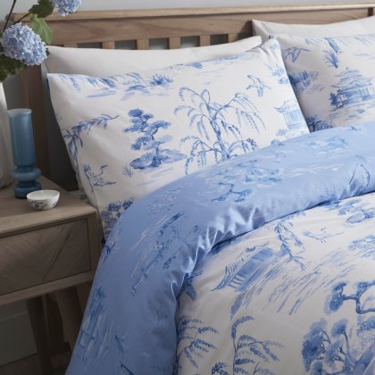 D&D Oriental Flower Blue Duvet Cover Set