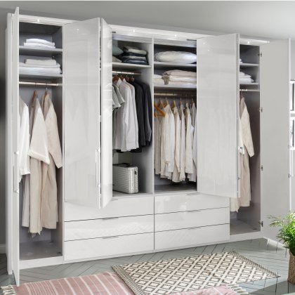 Wiemann Venice 1000 2.5m Combi Wardrobe with 6 Doors and 6 Drawers