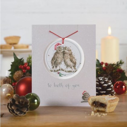 Wrendale Both of You Owl Christmas Decoration Card