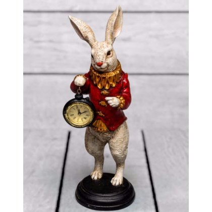 White Rabbit Standing Clock Figure