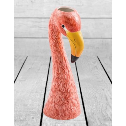 Large Ceramic Pink Flamingo Head Vase