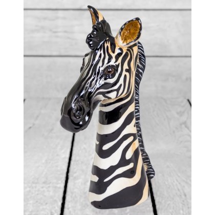 Hand Painted Ceramic Zebra Head Vase