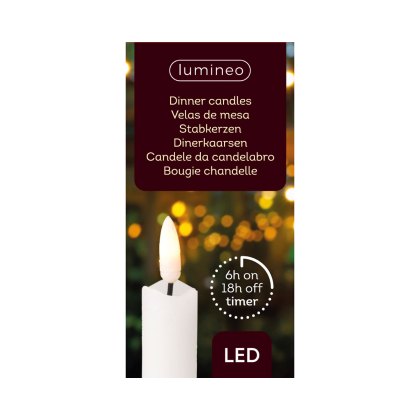 Kaemingk LED Pair of Dinner Candles White