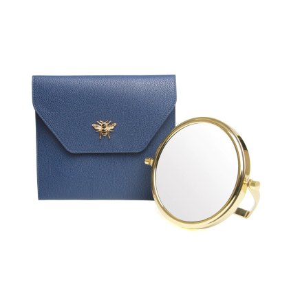 Alice Wheeler Navy Luxury Travel Mirror and Case