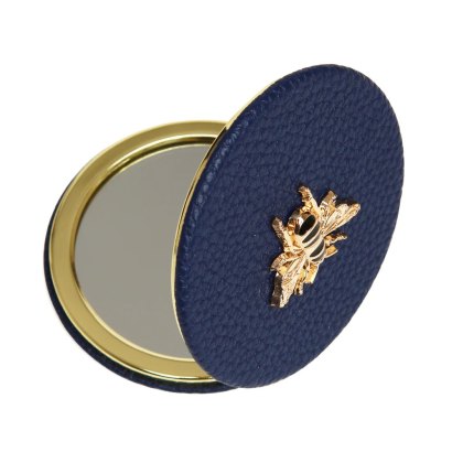 Alice Wheeler Navy Round Compact Mirror