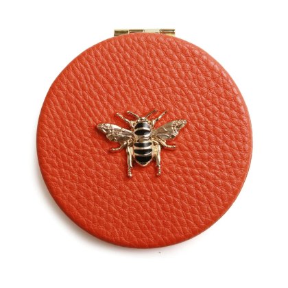 Alice Wheeler Orange Round Compact Mirror