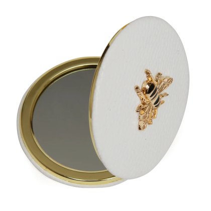 Alice Wheeler White Round Compact Mirror