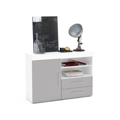 Miami 1 Door 2 Drawer Sideboard In White And Grey