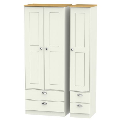 Elizabeth Tall Triple Wardrobe with Double Drawers Elizabeth Tall Triple Wardrobe with Double Drawers