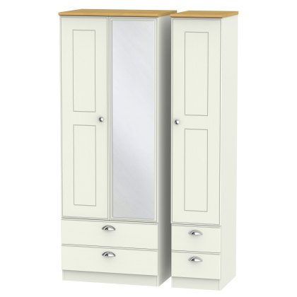 Elizabeth Tall Triple Mirror Wardrobe with Double Drawers Elizabeth Tall Triple Mirror Wardrobe with Double Drawers
