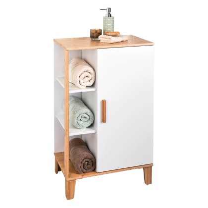 Showerdrape Varallo Bamboo White Floor Cabinet Showerdrape Varallo Bamboo White Floor Cabinet