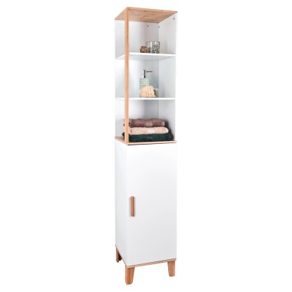 Showerdrape Catania Bamboo White Tall Boy Cabinet Showerdrape Catania Bamboo White Tall Boy Cabinet