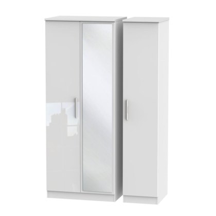 Kingsley Triple 2 Drawer Mirrored Wardrobe Kingsley Triple 2 Drawer Mirrored Wardrobe