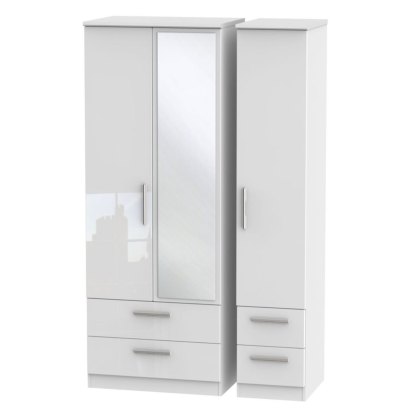Kingsley Triple 2 Drawer Mirrored Drawer Wardrobe Kingsley Triple 2 Drawer Mirrored Drawer Wardrobe