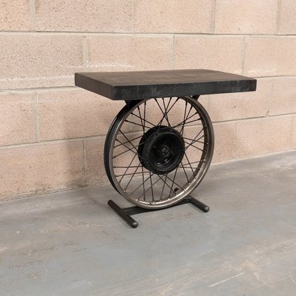Black and Silver Wheel Side Table