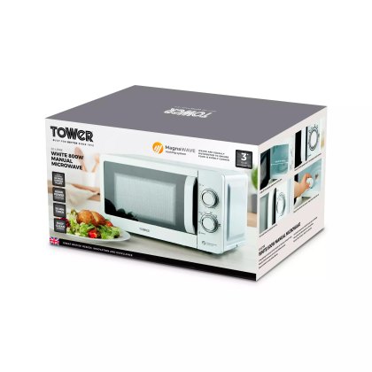 Tower White 20L Manual Microwave