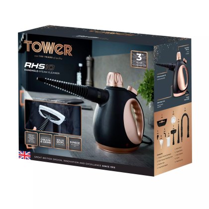 Tower Black and Rose Gold Handheld Steam Cleaner
