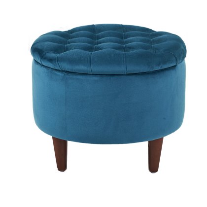Alice Buttoned Pouffee Storage Stool in Sapphire Blue Velvet