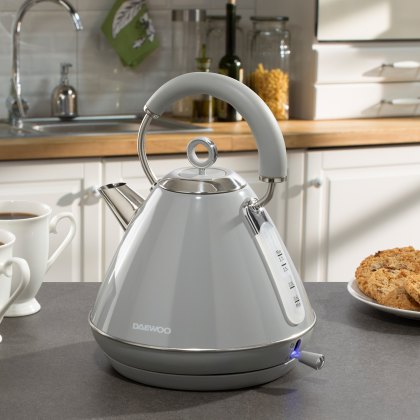 Daewoo Kensington Grey 1.7L 3kw Pyramid Kettle