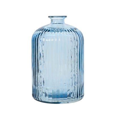 Kaemingk Recycled Blue Ridged Glass Vase