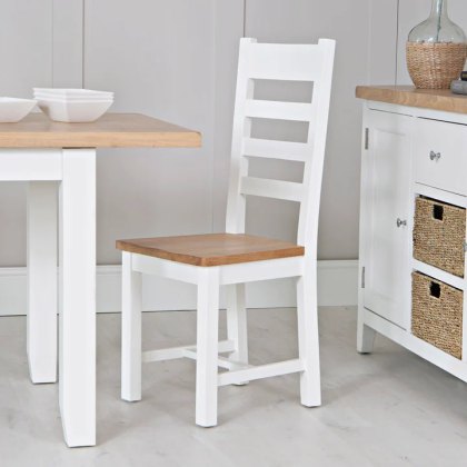 Derwent White 1.2m Extendable Table with 4 Wooden Ladder Back Chairs