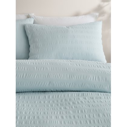 Serene Honley Seersucker Duck Egg Duvet Cover Set