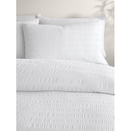 Serene Honley Seersucker White Duvet Cover Set