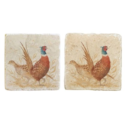 The Humble Hare Pheasant Parade Coaster Pair