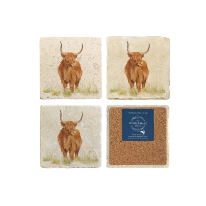 The Humble Hare Hairy Highland Coaster Pair