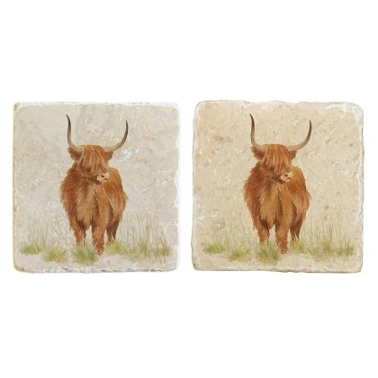 The Humble Hare Hairy Highland Coaster Pair