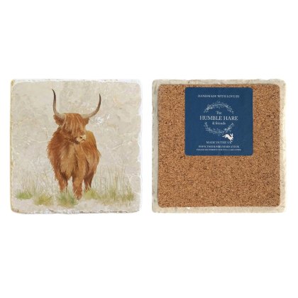 The Humble Hare Hairy Highland Coaster Pair