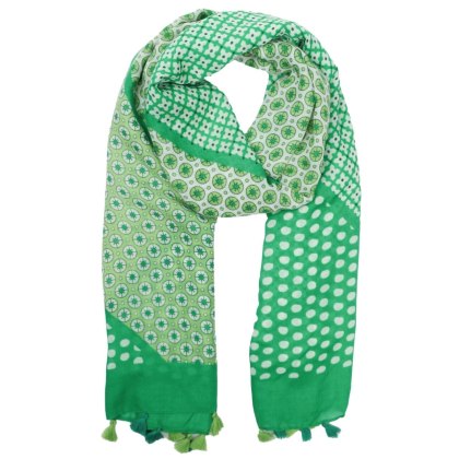 Zelly Green Multi Pattern Scarf Zelly Green Multi Pattern Scarf