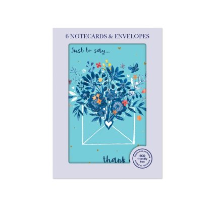 Otter House Blue Willow Floral Envelope Pack of 6 Mini Notecards