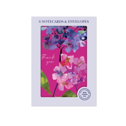 Otter House Watercolour Hydrangeas Pack of 6 Mini Notecards