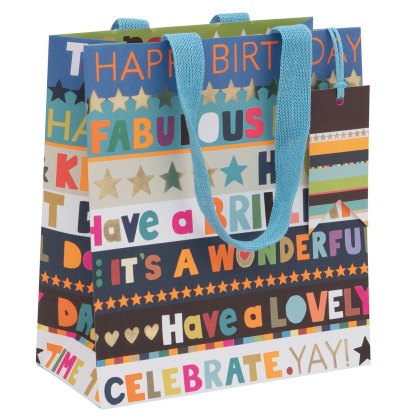 Glick Birthday Blue Stripes Gift Bags