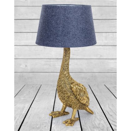 Antique Gold Goose Table Lamp with Grey Shade