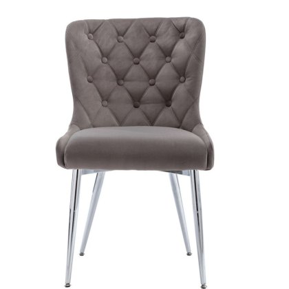 Button Back Grey Velvet Dining Chair
