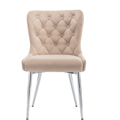 Button Back Taupe Velvet Dining Chair