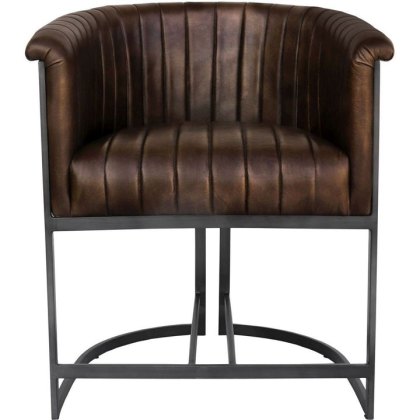 Leather & Iron Classic Tub Chair in Brown