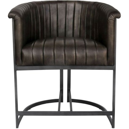 Leather & Iron Classic Tub Chair in Dark Grey
