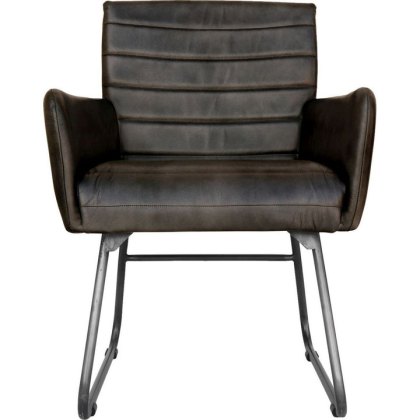 Leather & Iron Chair in Dark Grey