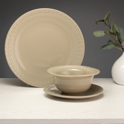 Artisan Street 12pc Leaf Dinner Set stone