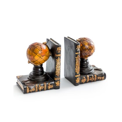 McGowan Rutherford Antiqued Pair of Globe Bookends McGowan Rutherford Antiqued Pair of Globe Bookends