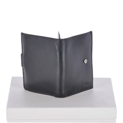 Fonz Leather Mens 6 card ID and Coins Dual Billfold Wallet Black