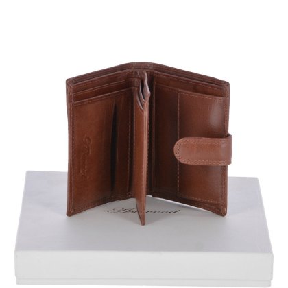 Fonz Leather Mens 6 card ID and Coins Dual Billfold Wallet Tan