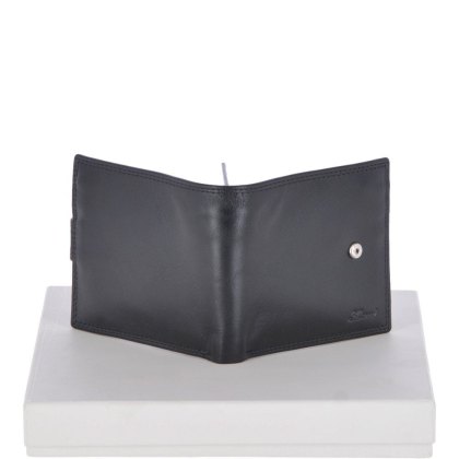 Fonz Leather Mens 8 Card ID Coins and Zip Billfold Tab Wallet Black