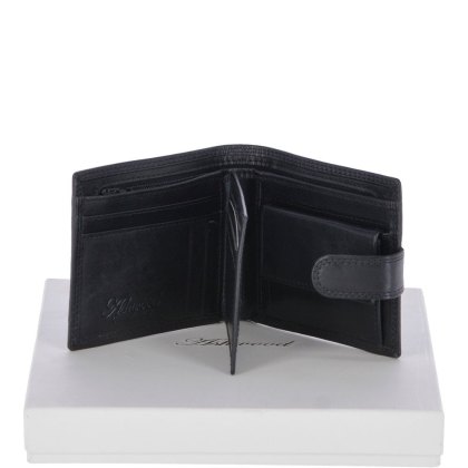 Fonz Leather Mens 8 Card ID Coins and Zip Billfold Tab Wallet Black