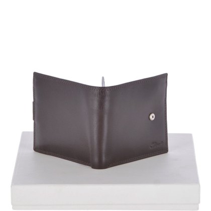 Fonz Leather Mens 8 Card ID Coins and Zip Billfold Tab Wallet Brown