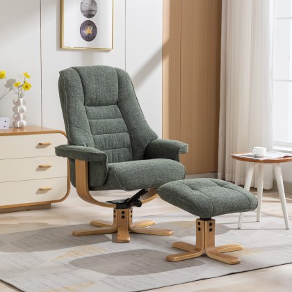 Sardinia Swivel Recliner Chair & Stool in Fern Fabric Sardinia Swivel Recliner Chair & Stool in Fern Fabric