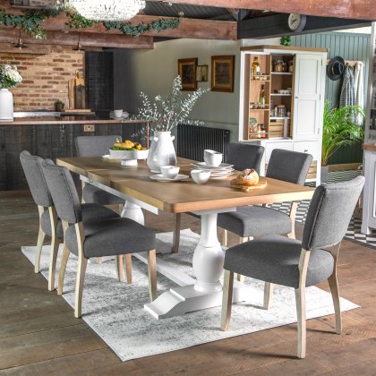 Holkham Oak 1.6m Extending Dining Table and 6 Chairs in Grey Holkham Oak 1.6m Extending Dining Table and 6 Chairs in Grey